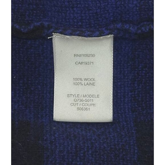 EQUIPMENT 100% Wool Sweater Check Plaid Preppy Varsity Ivy League Blue Black - Picture 10 of 12